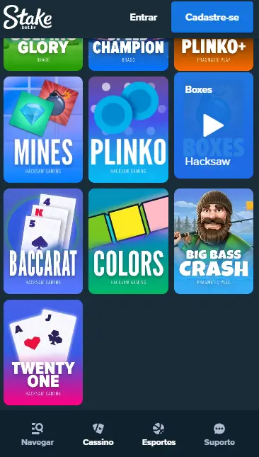 Registar-se no Casino STAKE
